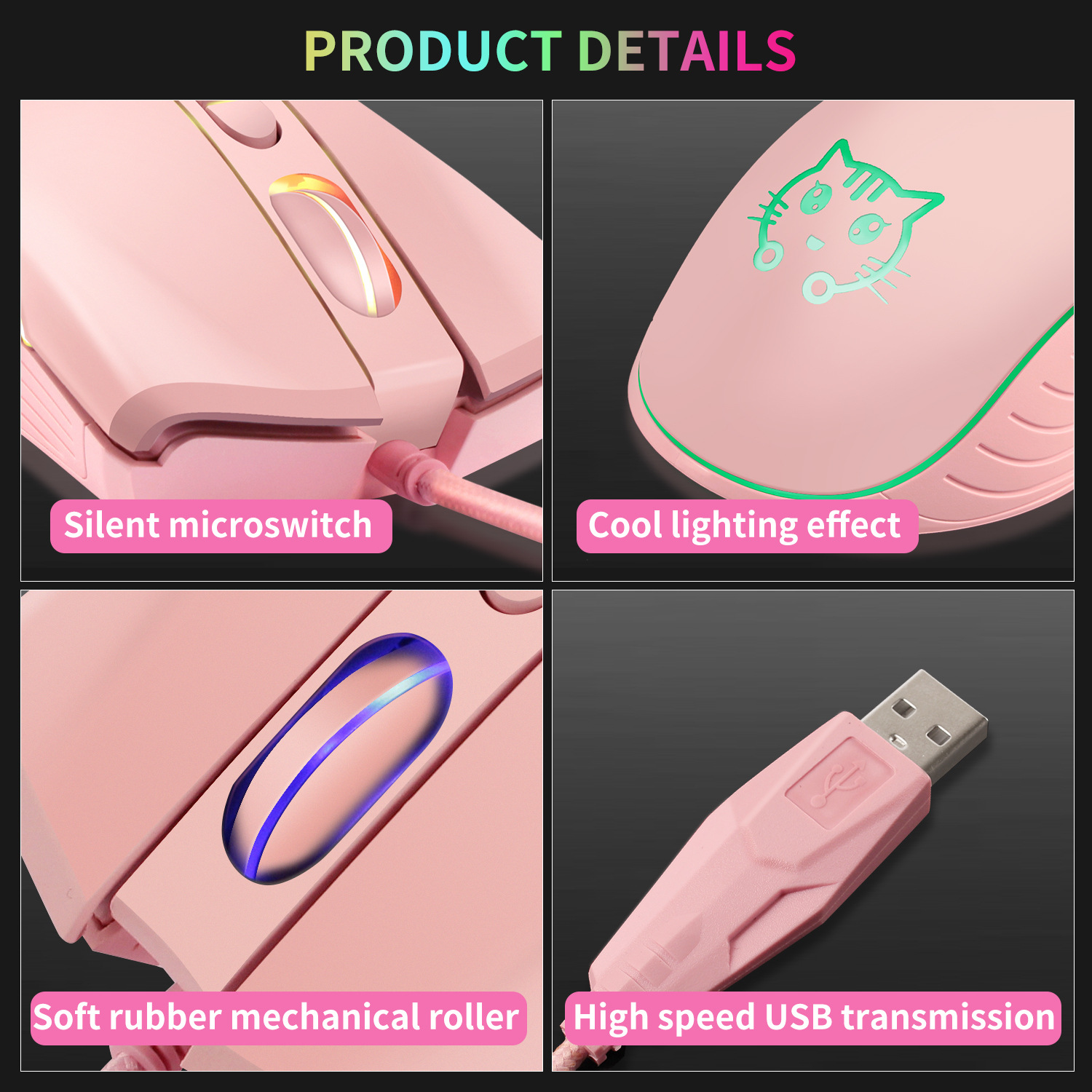 USB 有線ゲーミングマウス ピンク コンピュータ プロフェ - Esports Gaming Maus のレビューと価格