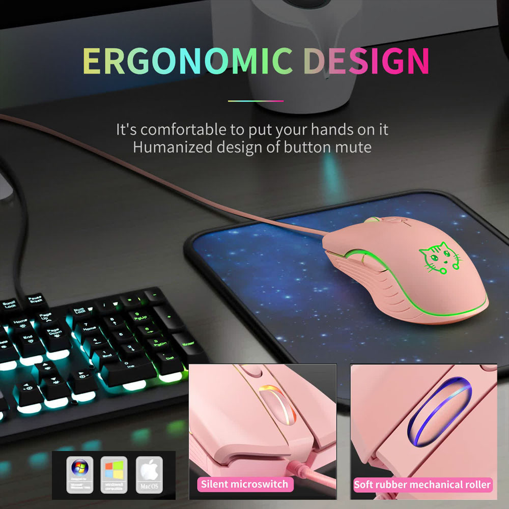 有線 USB ゲーミングマウス ピンク コンピュータ プロフ - Esports Gaming Maus のレビューと価格