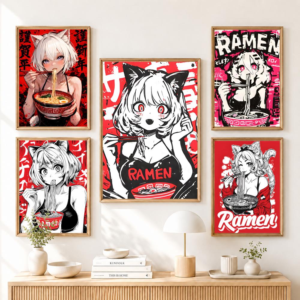 アニメ猫娘絵画書道キャンバスポスターアートしわ防止加工済みゲ - Esports And Gaming Lounge のレビューと価格