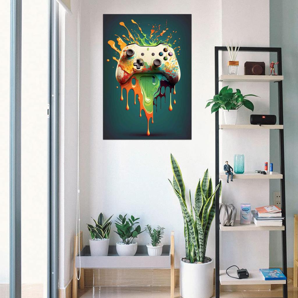 80年代のネオンゲームコントローラー,カラフルなパンクスタイ - Esports Gaming Wallpaper のレビューと価格