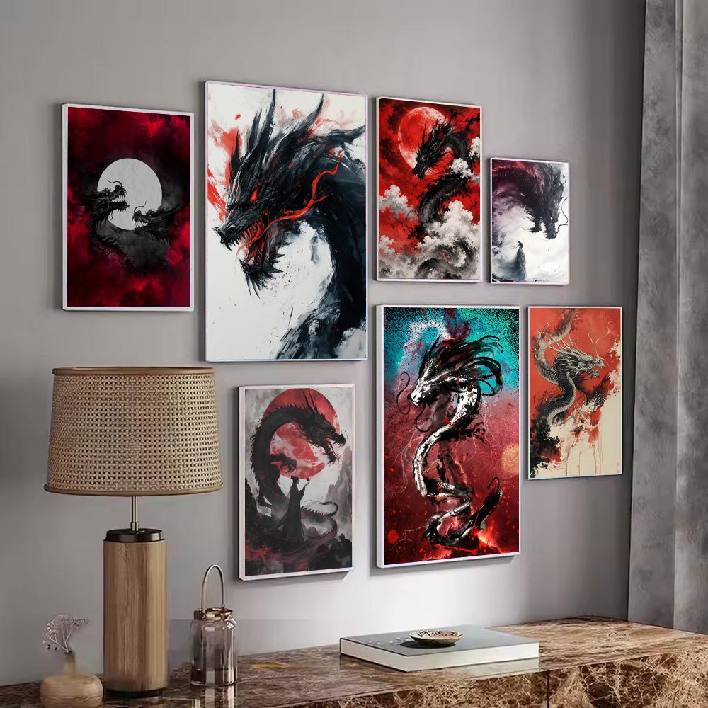ブラックドラゴンポスター防水ステッカー絵画ゲームルーム&Eス - Esports And Gaming Lounge のレビューと価格