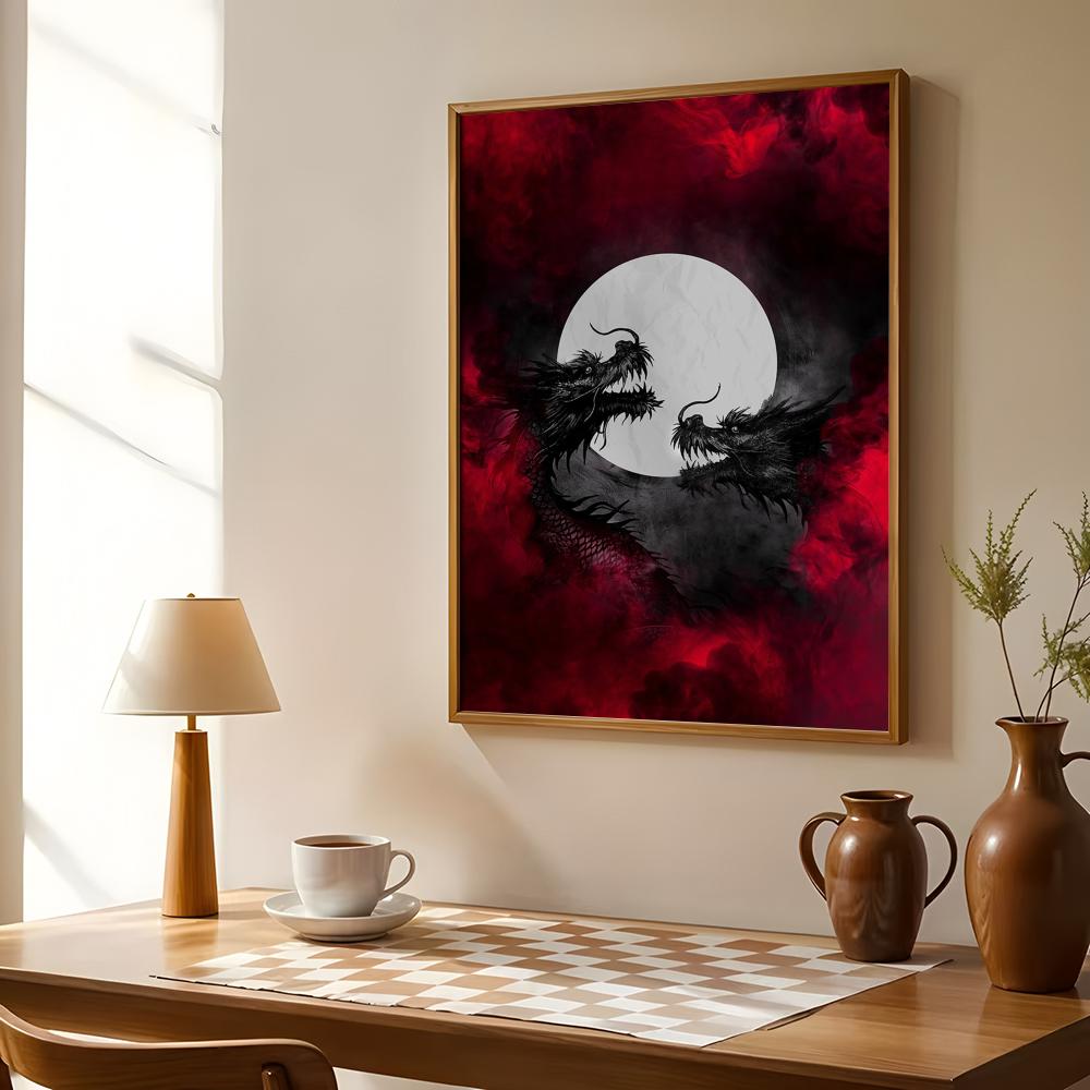 ブラックドラゴンポスター防水ステッカー絵画ゲームルーム&Eス - Esports And Gaming Lounge のレビューと価格