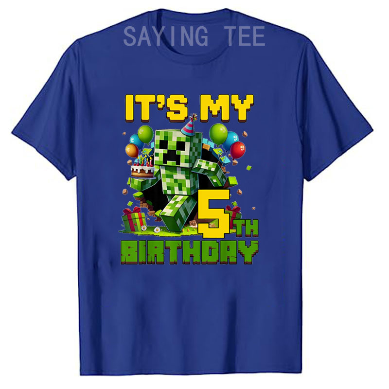 私の5歳の誕生日ビデオゲームピクセルTシャツ男の子ファッショ - Esports Gaming Shirts のレビューと価格