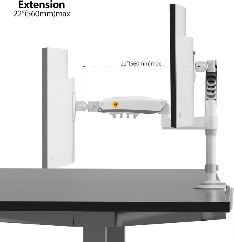 デュアルモニターデスクマウントスタンド フルモーションスイベ - Dual Monitor Stand のレビューと価格