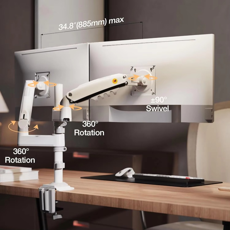 デュアルモニターデスクマウントスタンド フルモーションスイベ - Dual Monitor Stand のレビューと価格