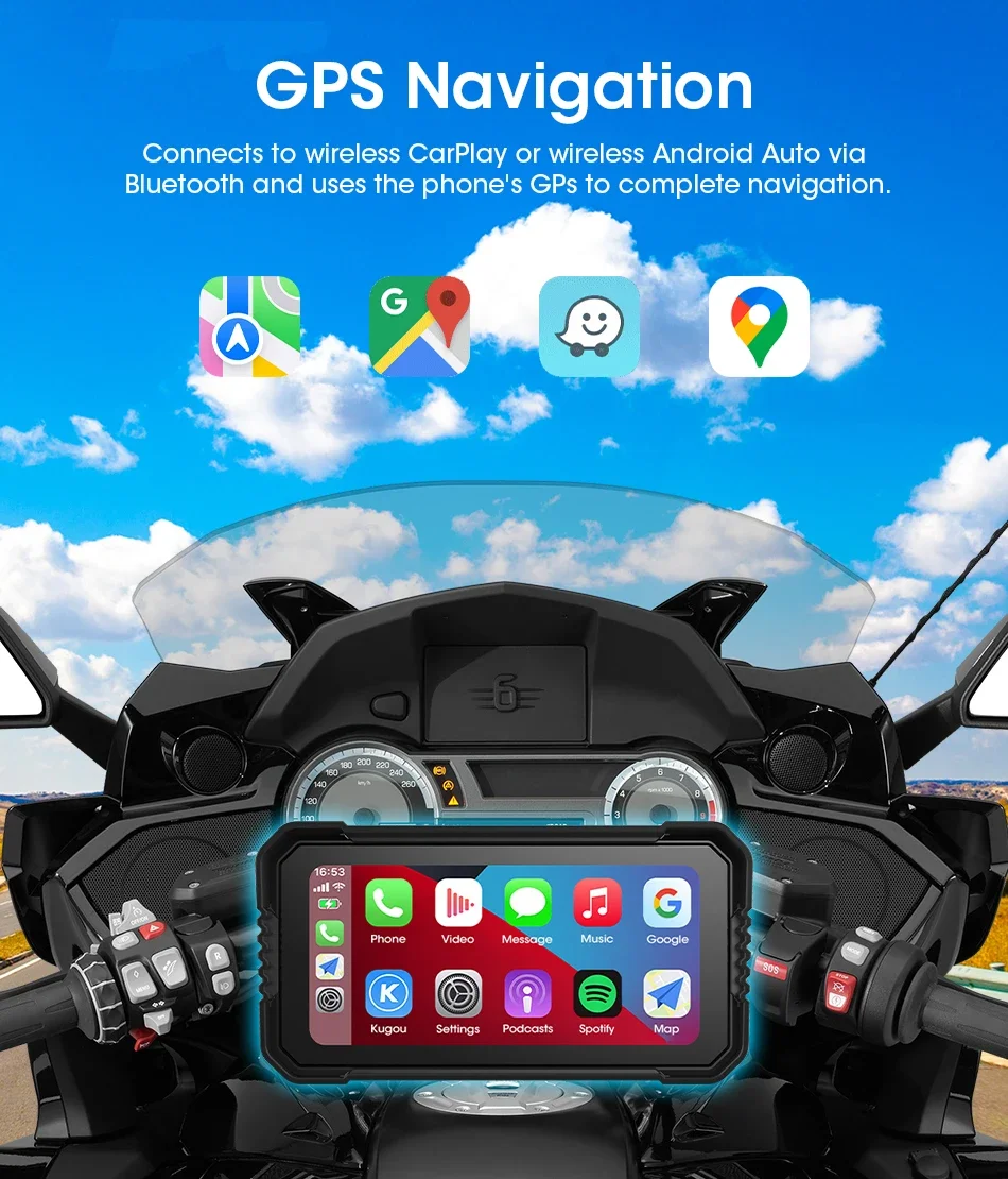 6.25インチバイク用CarplayスクリーンGPSナビゲー - Dual Monitor Stand のレビューと価格